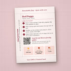 You Make My Heart Bloom seed packet favor, back with planting instructions