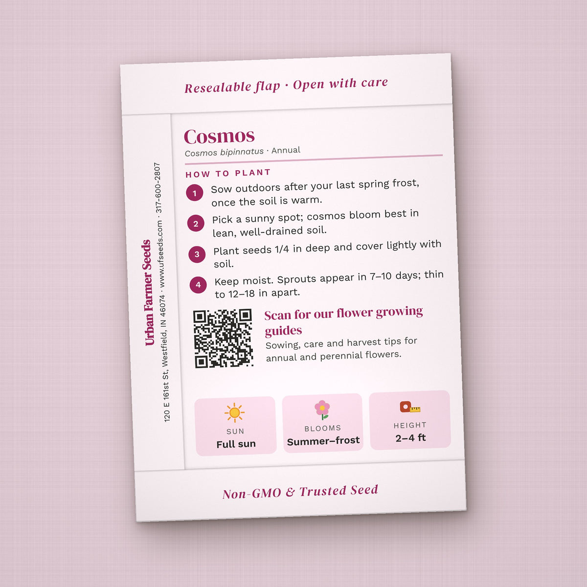 Friends Who Grow Together seed packet favor, back with planting instructions