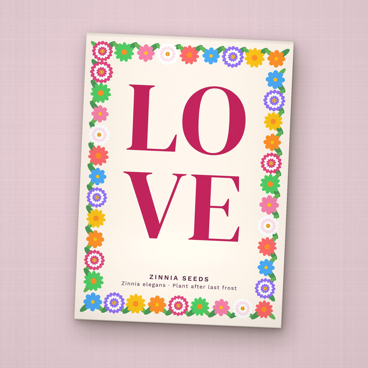LOVE seed packet favor, front