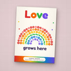 Love Grows Here Rainbow seed packet favor, front