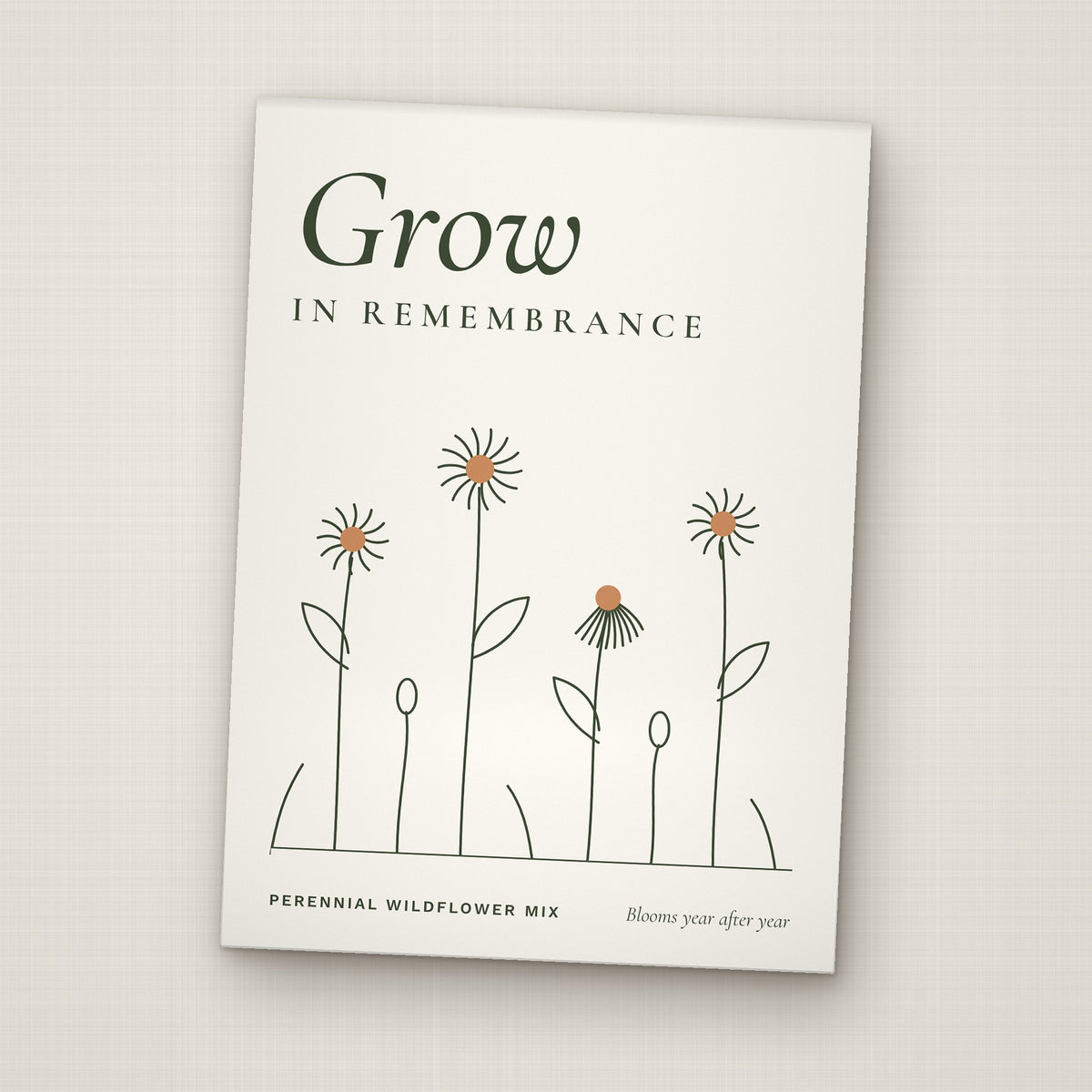 Grow in Remembrance seed packet favor, front