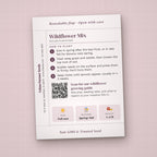 Love Never Fades seed packet favor, back with planting instructions