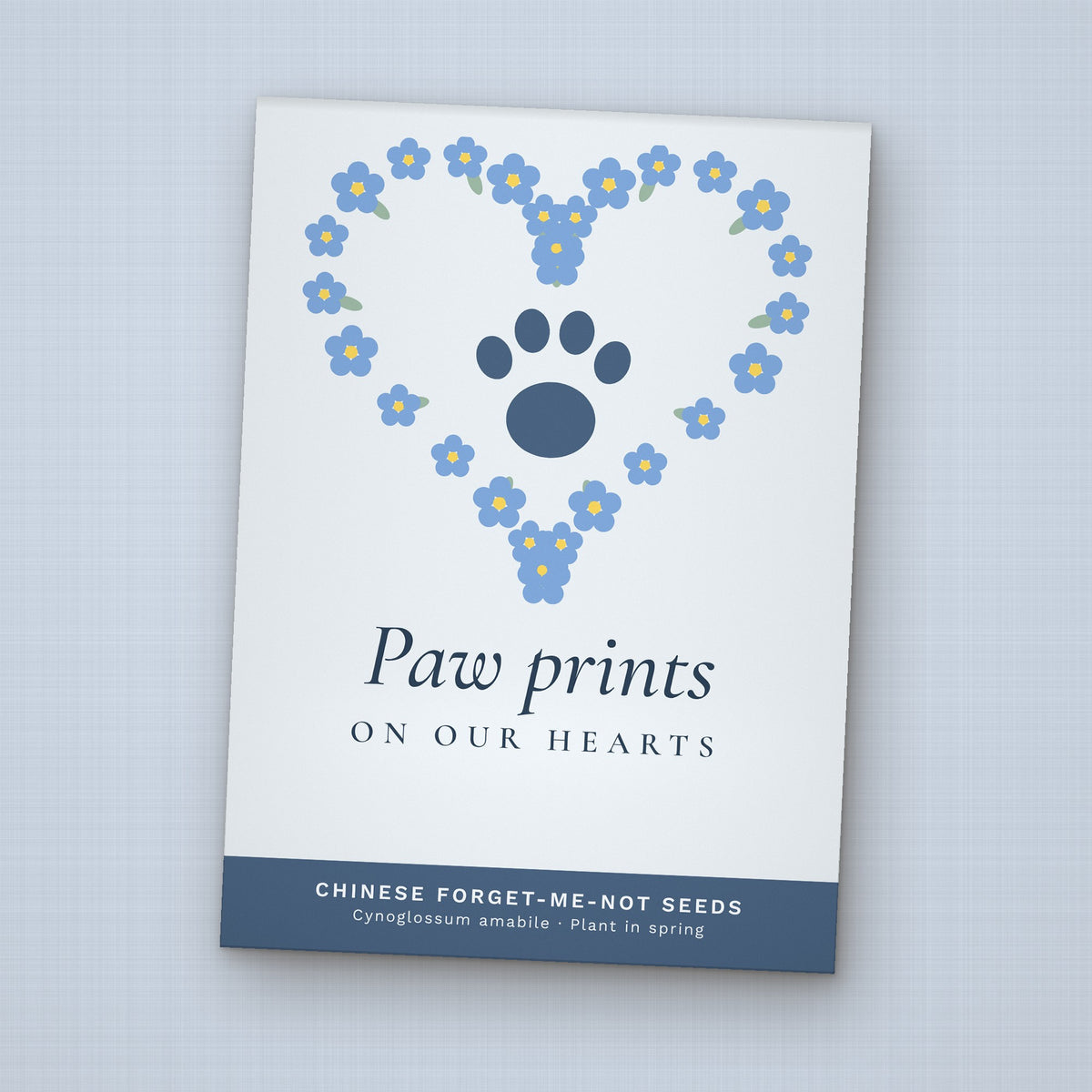 Paw Prints on Our Hearts seed packet favor, front