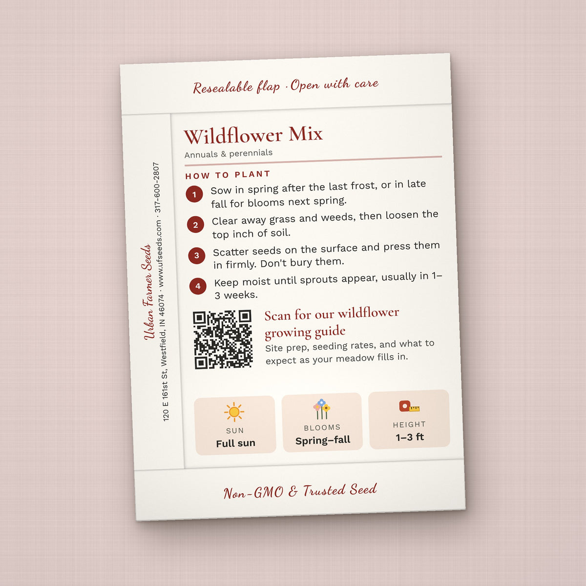 I Am With You Always seed packet favor, back with planting instructions