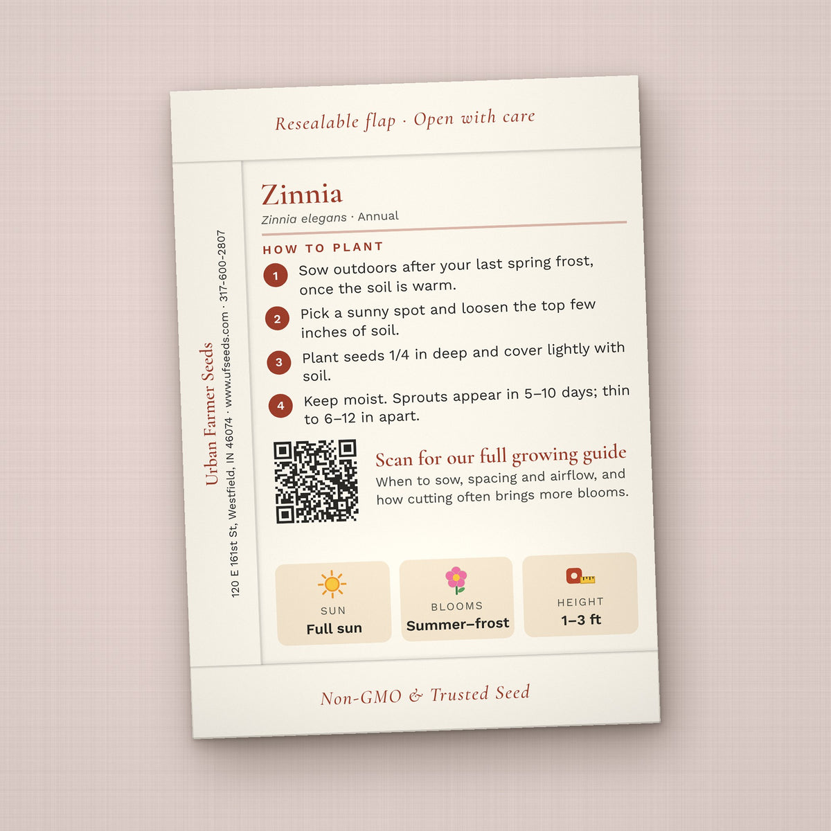 Home Is Where Your Garden Grows seed packet favor, back with planting instructions