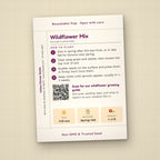 New Beginnings seed packet favor, back with planting instructions