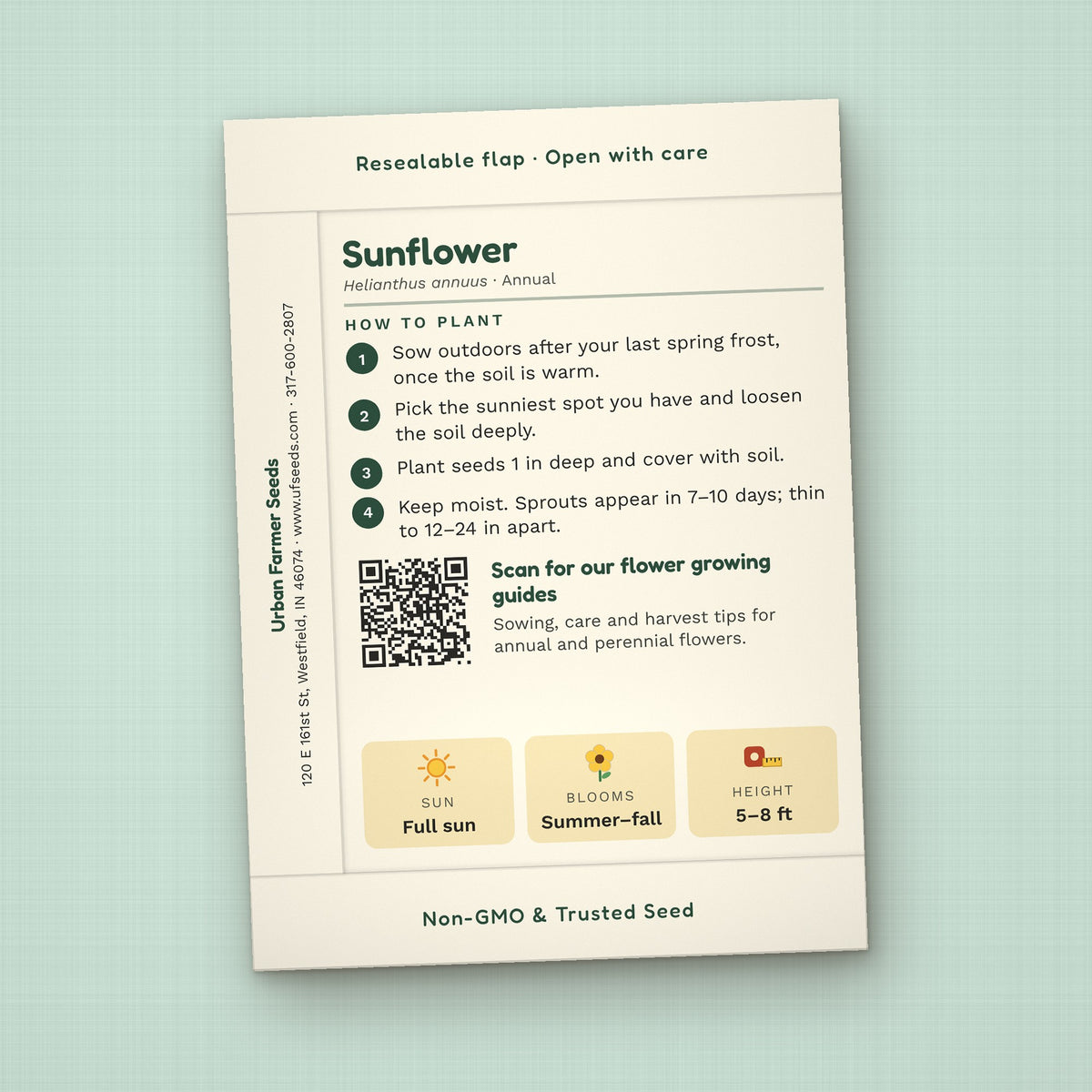 Thank You for Helping Me Grow seed packet favor, back with planting instructions
