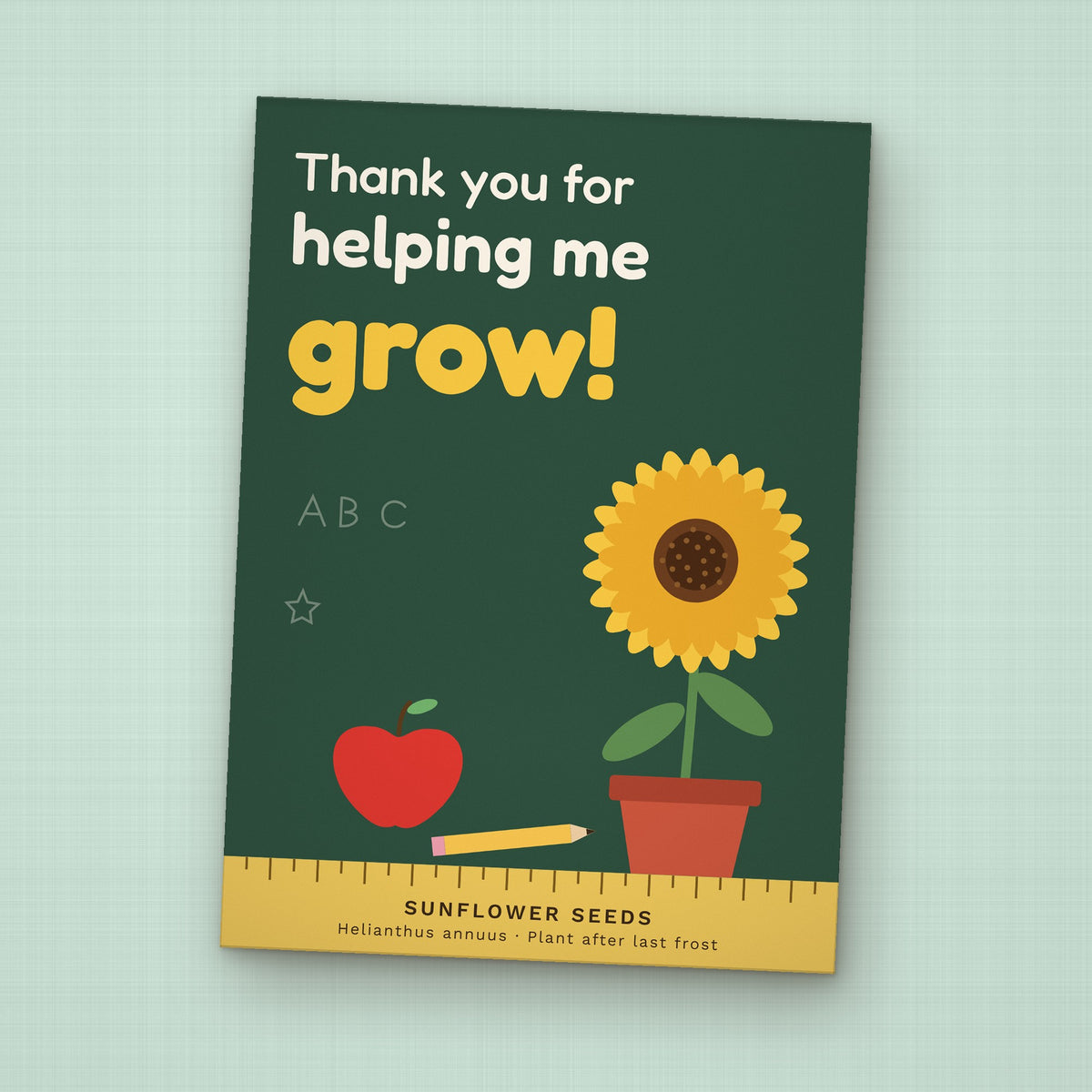 Thank You for Helping Me Grow seed packet favor, front