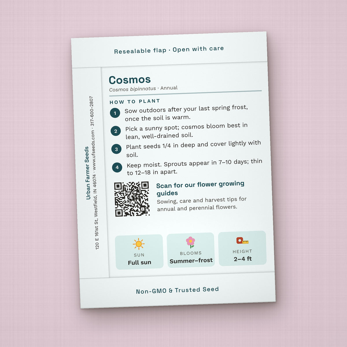 Thank You for Your Care seed packet favor, back with planting instructions