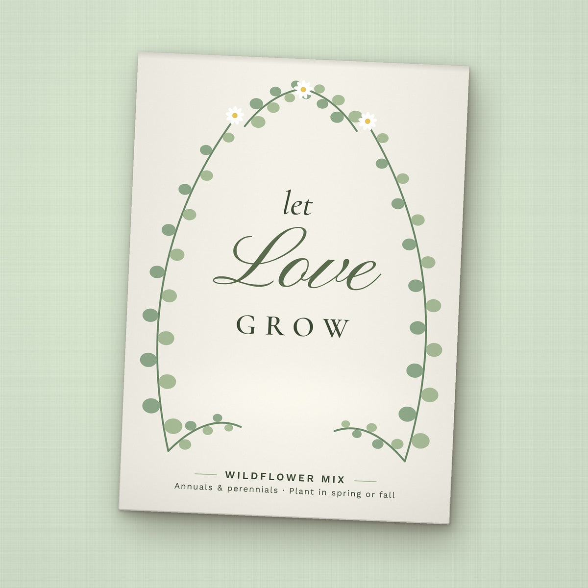 Let Love Grow seed packet favor, front