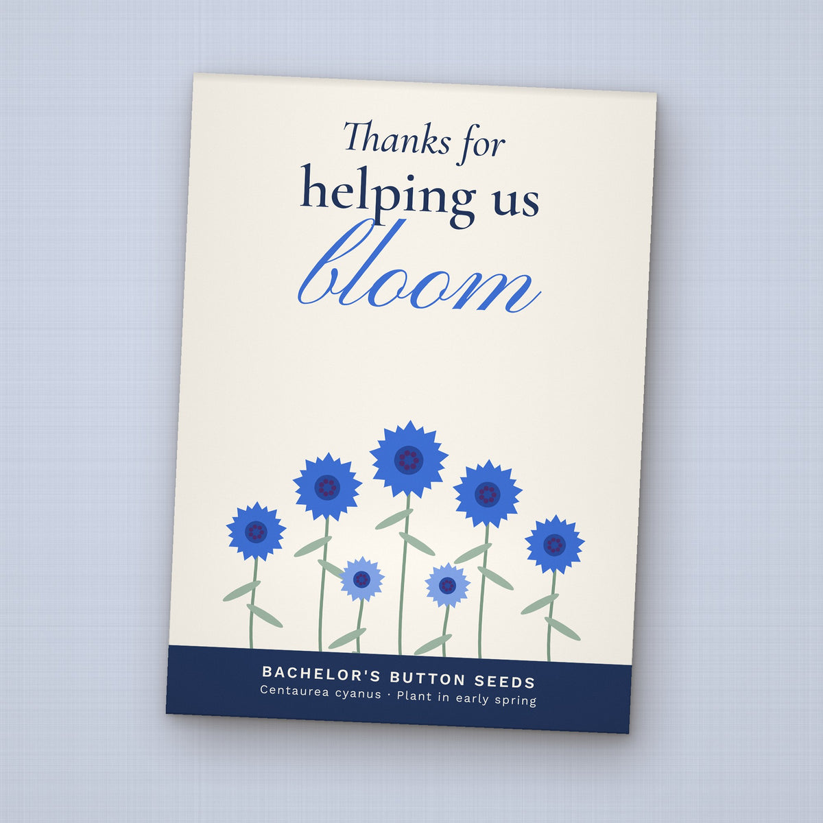 Thanks for Helping Us Bloom seed packet favor, front