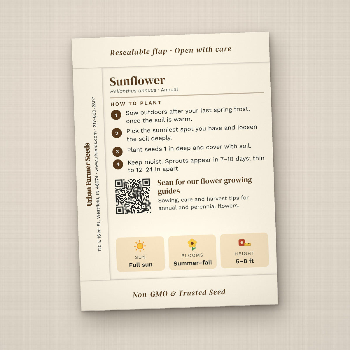 Watch Our Love Grow seed packet favor, back with planting instructions