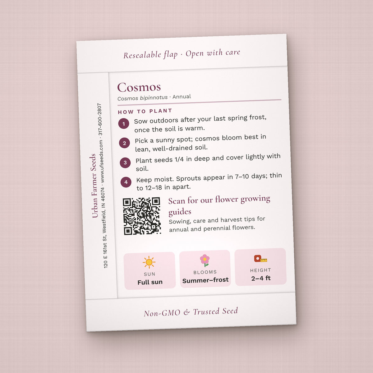 She Found Her Forever seed packet favor, back with planting instructions