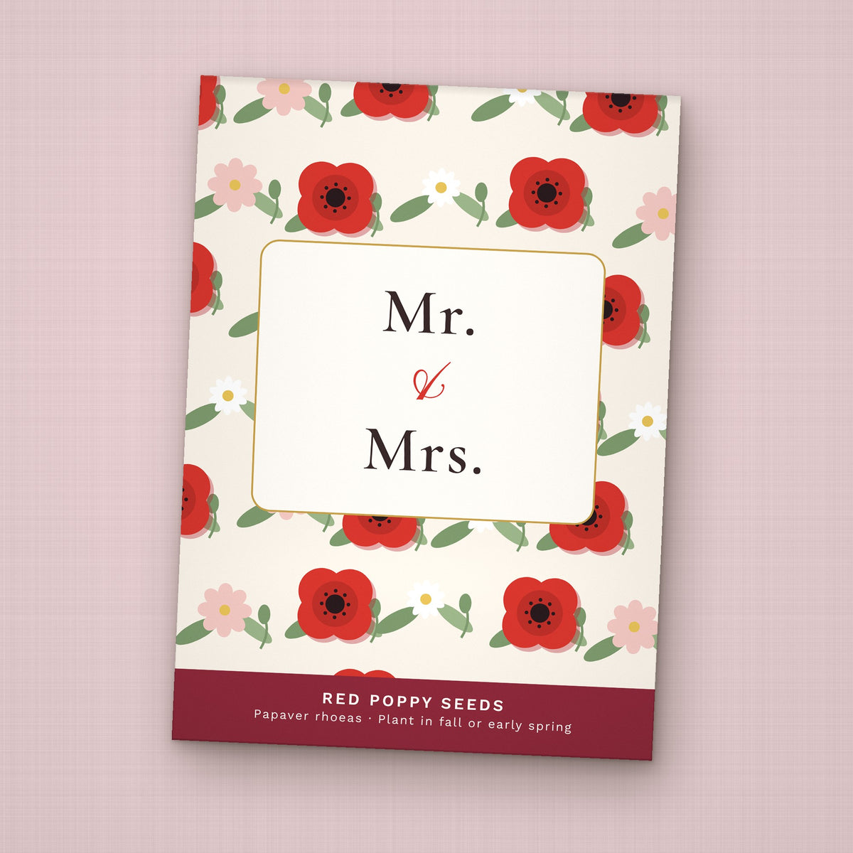 Mr. & Mrs. seed packet favor, front