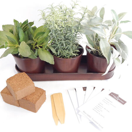 Metal Herb Garden Kit (Round), Garden Gifts - Verdigris Copper image number null