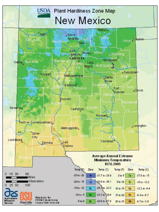 New Mexico Zone Hardiness Map