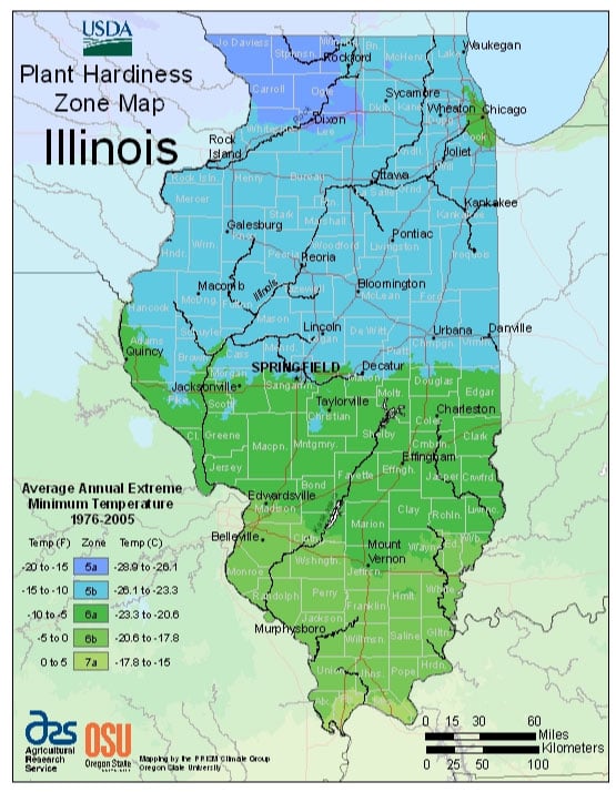 Illinois Zone Hardiness Map