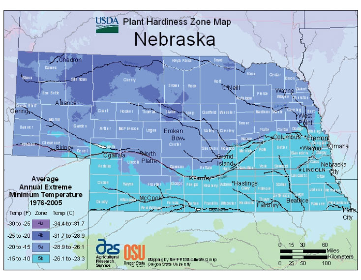 Nebraska Zone Hardiness Map