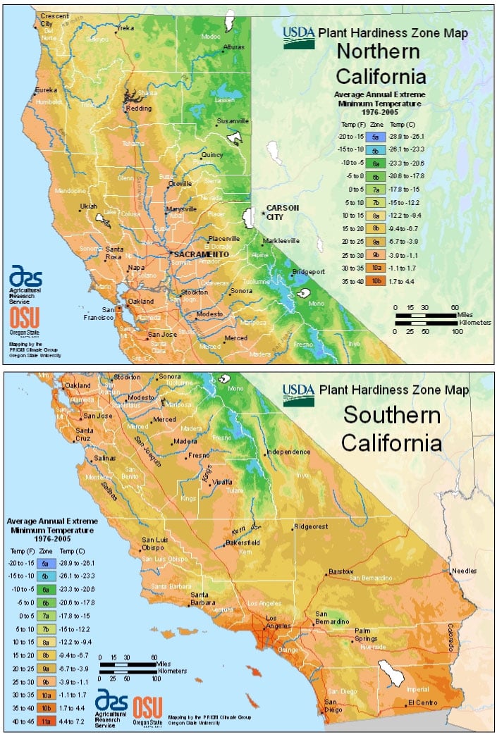 California Zone Hardiness Map