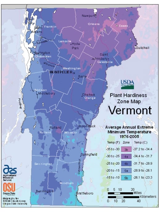 Vermont Zone Hardiness Map